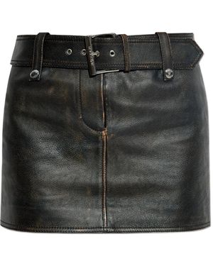 McQueen レザースカート - ブラック