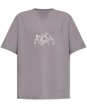 Roa Cotton Logo-Print Graphic T-Shirt - Grey