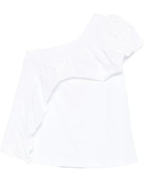 Psophia Ruffled One-Shoulder Top - White