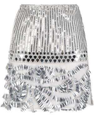 Alberta Ferretti Sequin-Embellished Mini Skirt - Gray