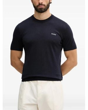 Guess Logo-Embroidered Short-Sleeve T-Shirt - Blue