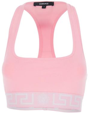 Versace Logo-Detail Bra - Pink