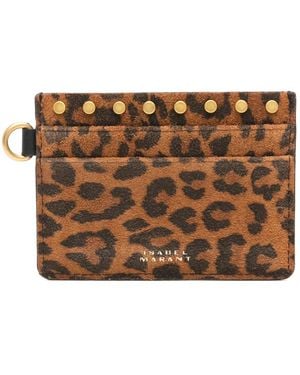 Isabel Marant Leopard Print Card Holder - Brown