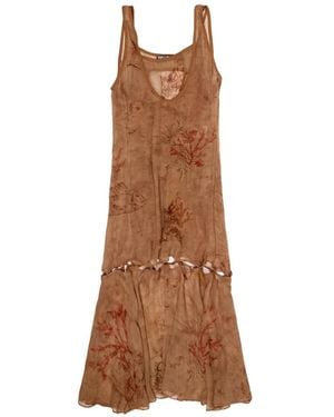 Bimba Y Lola Print Tiered Midi Dress - Brown