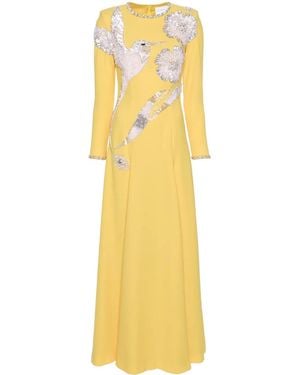 Dina Melwani Crystal-Embellished Maxi Dress - Yellow