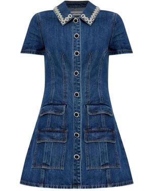 Self-Portrait Embellished Dress - Blue