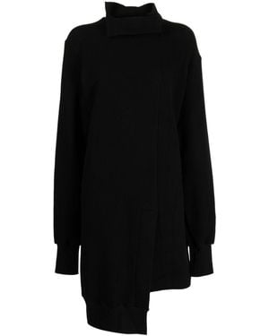 Yohji Yamamoto Asymmetric Long-Sleeve Minidress - Black