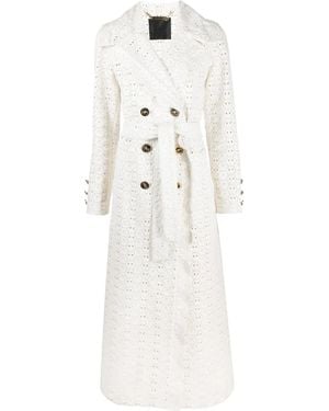 Philipp Plein Long Sangallo Leather Trench Coat - White