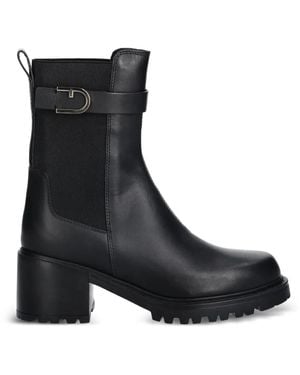 Furla Buckle Strap Boots - Black