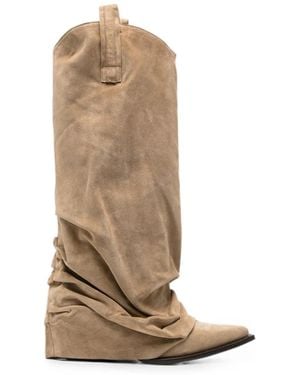 R13 Bottes À Empiècements Brodés - Natural