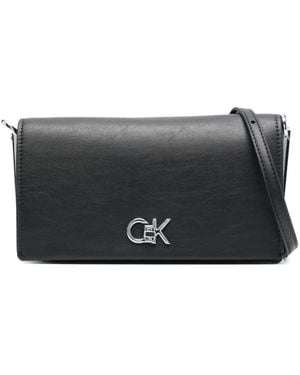 Calvin Klein ロゴプレート ショルダーバッグ - ブラック