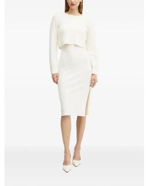 Morgan Split Ribbed Midi Dress - White
