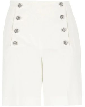 Etro Button-Fastening High-Waist Shorts - White