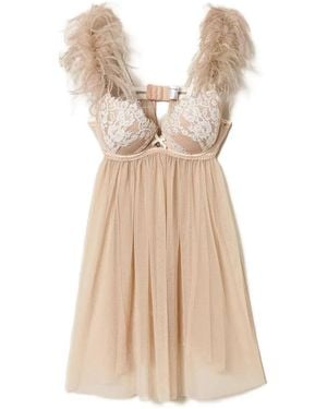 Twinset Babydoll-Slip Mit Federbesatz - Natur