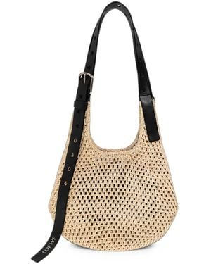 Loewe Small Punch Hole Woven Shoulder Bag - Natural