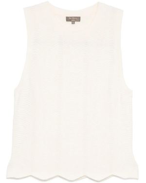 N.Peal Cashmere Chevron Stitch Tank - White