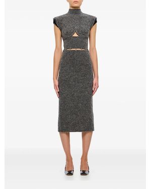 Sportmax Cut-out Turtleneck Midi Day Dress - グレー