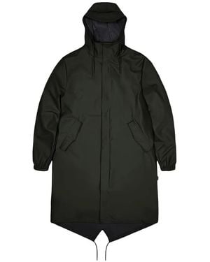 Rains Fishtail Parka Drawstring Hooded Raincoat - Black