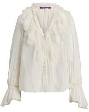 Ralph Lauren Kensley Ruffle-Detail Bell-Sleeve Blouse - White