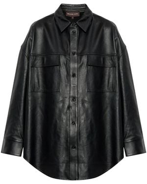 MICHAEL Michael Kors Oversized Leather Shirt - Black