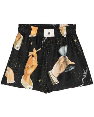 Amiri Champagne Silk Shorts - Black