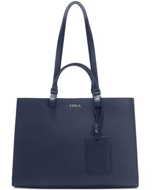 Furla Large Deva Leather Tote Bag - Blue