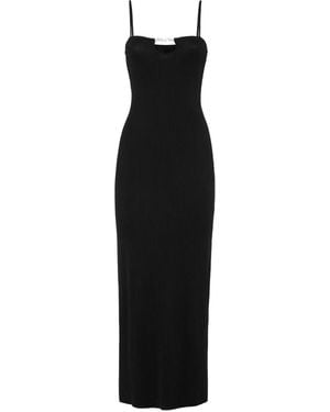 Philipp Plein Rib Straight Across Midi Dress - Black