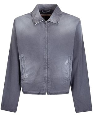 Stockholm Surfboard Club Distressed Logo-Print Jacket - Blue