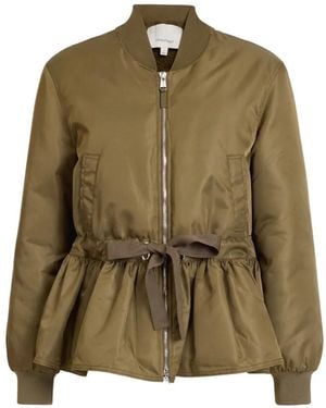 Cinq À Sept Valerina Peplum Drawstring Bomber Jacket - Green