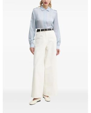 Bruuns Bazaar Denim-Print Collared Shirt - White