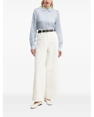 Bruuns Bazaar Camicia Con Stampa Denim - Bianco