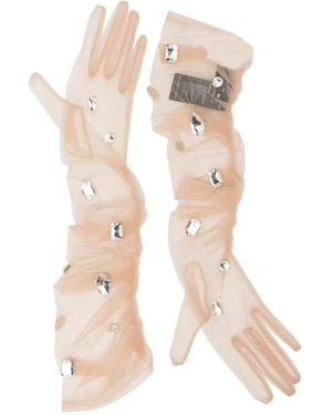 David Koma Crystal-Embellished Gloves - White