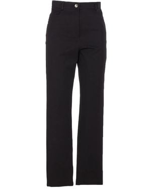 Patrizia Pepe Logo-Patch Button Trousers - Blue