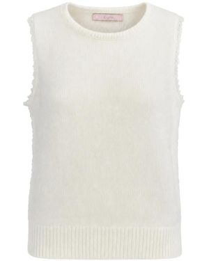 Kristina Ti Gilet En Maille Bordé De Dentelle - White