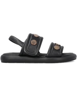 Pinko 'Fiona' Leather Flat Sandals - Black