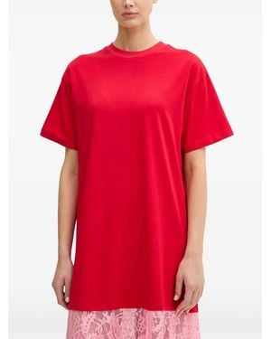 Never Fully Dressed Lace-Panelled Crew-Neck Midi Dress - Red