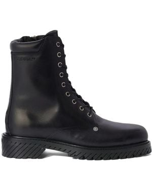 Off-White c/o Virgil Abloh Men Combat Lace Up Boots - Black