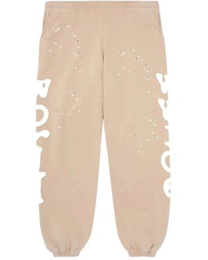 Sp5der Logo-Print Sweatpants - Natural