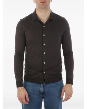 Altea Fine-Knit Polo Shirt - Black