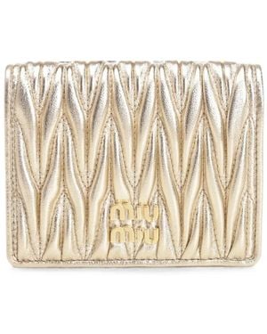 Miu Miu Matelassé Leather Wallet - Natural