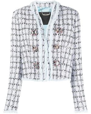 Philipp Plein Single-Breasted Tweed Blazer - Blue