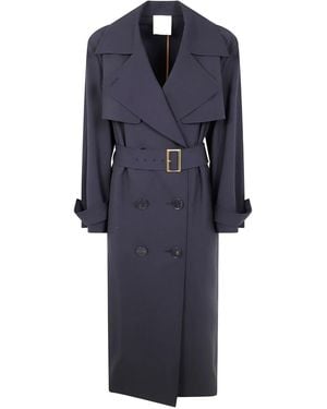 Mantu Belted Double-breasted Trench Coat - ブルー