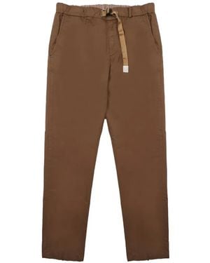 White Sand Pantalones Con Cinturilla Elástica Y Cinturón - Marrón