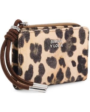 Bimba Y Lola Leopard-Natural Nylon Compact Wallet