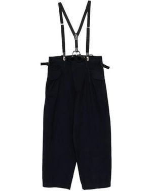 Y's Yohji Yamamoto Suspender-Strap Trousers - Blue