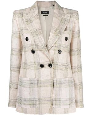 Isabel Marant Lenora Check-Print Double-Breasted Jacket - Natural