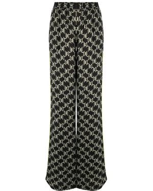 KARL LAGERFELD Monogram-Print Wide-Leg Trousers - Black