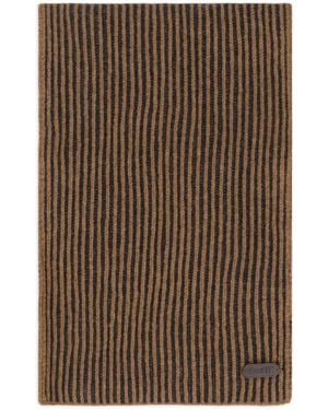 Moorer Ribbed Striped Scarf - Brown