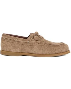 Etro Printed Suede Boat Shoes - Brown