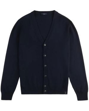 Fay V-Neck Button Cardigan - Blue